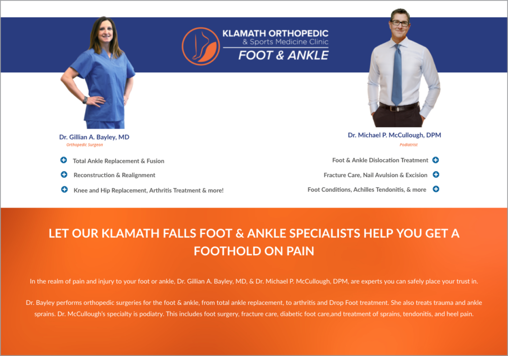 Klamath Foot And Ankle Website Impressions Design Marketing